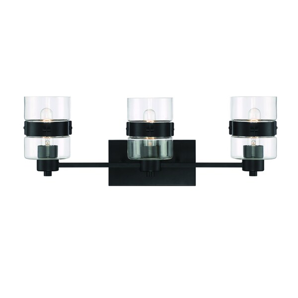 Designers Fountain Midnight La 24.75in 3-Light Matte Black Modern Indoor Wall Sconce with Clear Glass Shades D222M-3B-MB - main